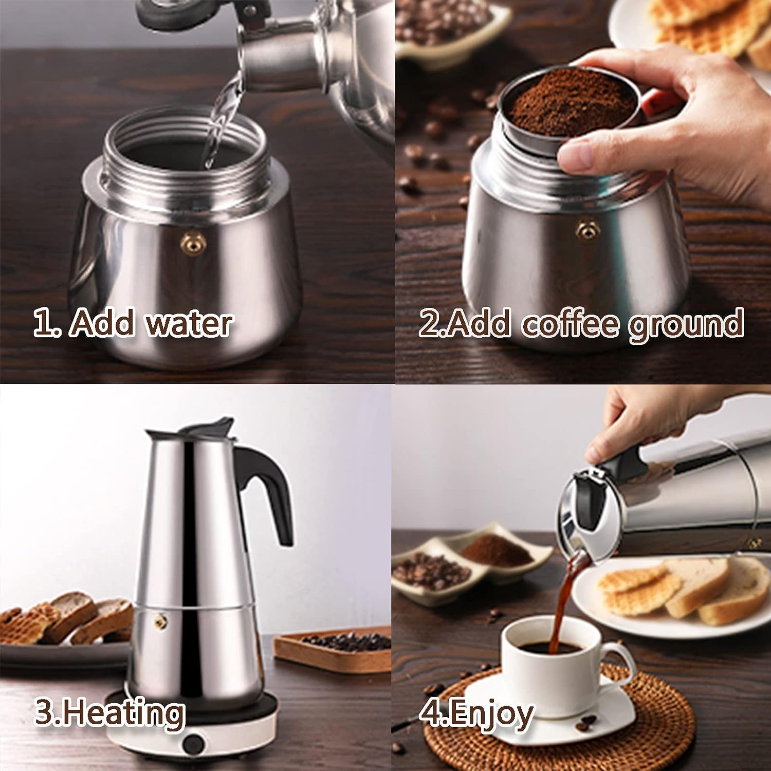 4/6/9 tazas Moka Pot Caffe Taz - Coffee Tea Espresso reseña y precio
